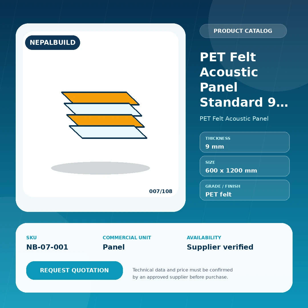 PET Felt Acoustic Panel Standard 9 mm - NepalBuild Catalog Reference PET Felt Acoustic Panel - view 1 | NepalBuild