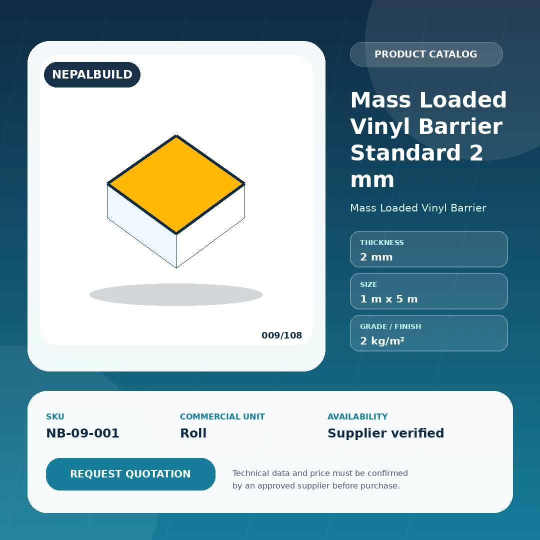 Mass Loaded Vinyl Barrier Standard 2 mm by NepalBuild Catalog Reference, Mass Loaded Vinyl Barrier construction product