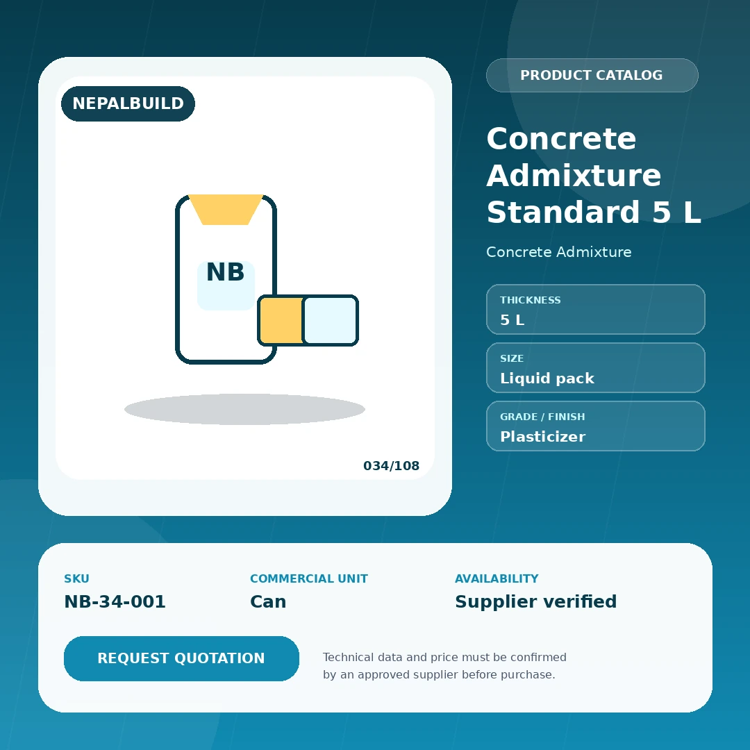 Concrete Admixture Standard 5 L by NepalBuild Catalog Reference, Concrete Admixture construction product