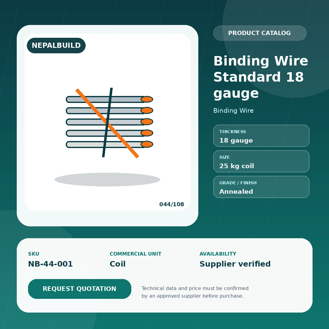 Binding Wire Standard 18 gauge - NepalBuild Catalog Reference Binding Wire - view 1 | NepalBuild