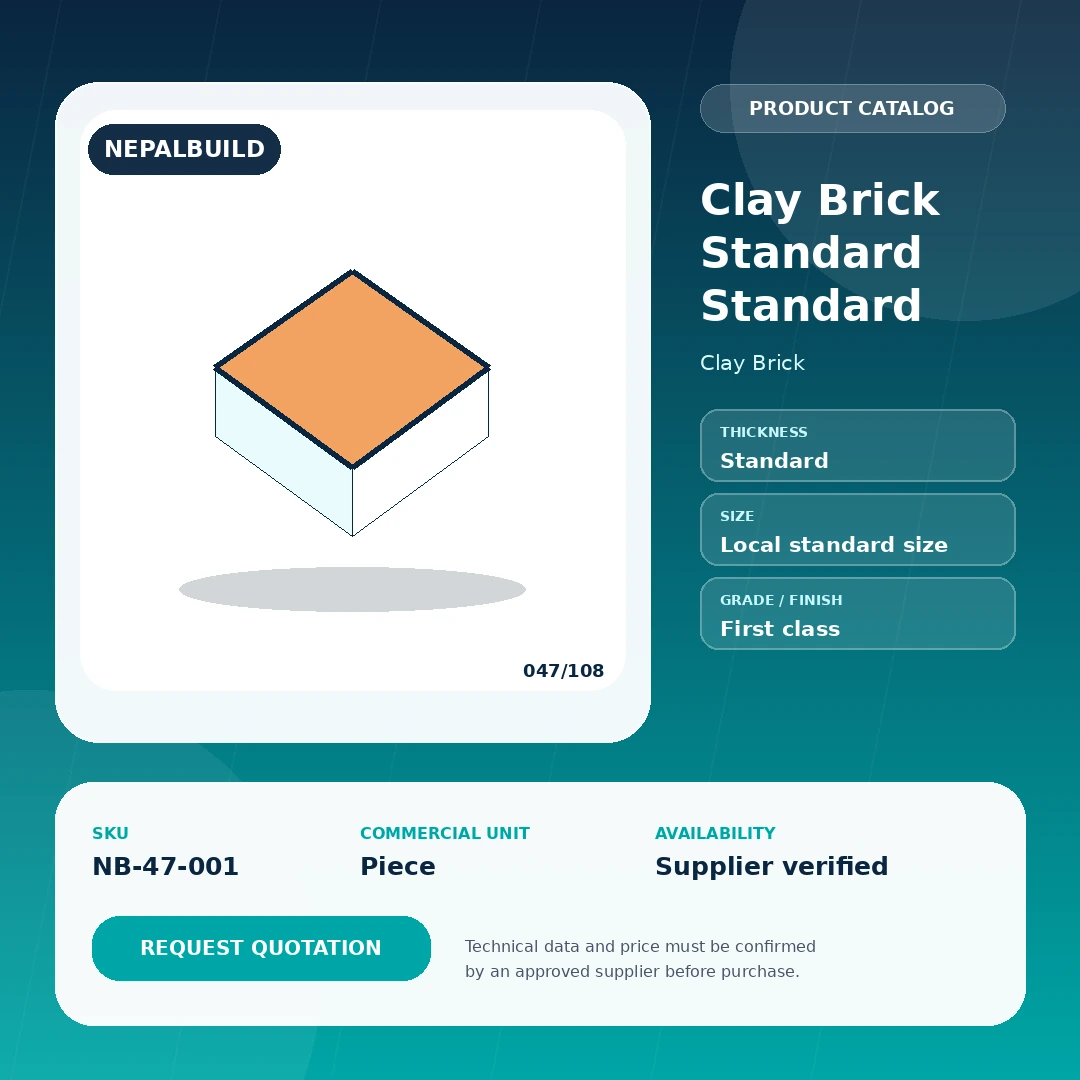 Clay Brick Standard Standard by NepalBuild Catalog Reference, Clay Brick construction product