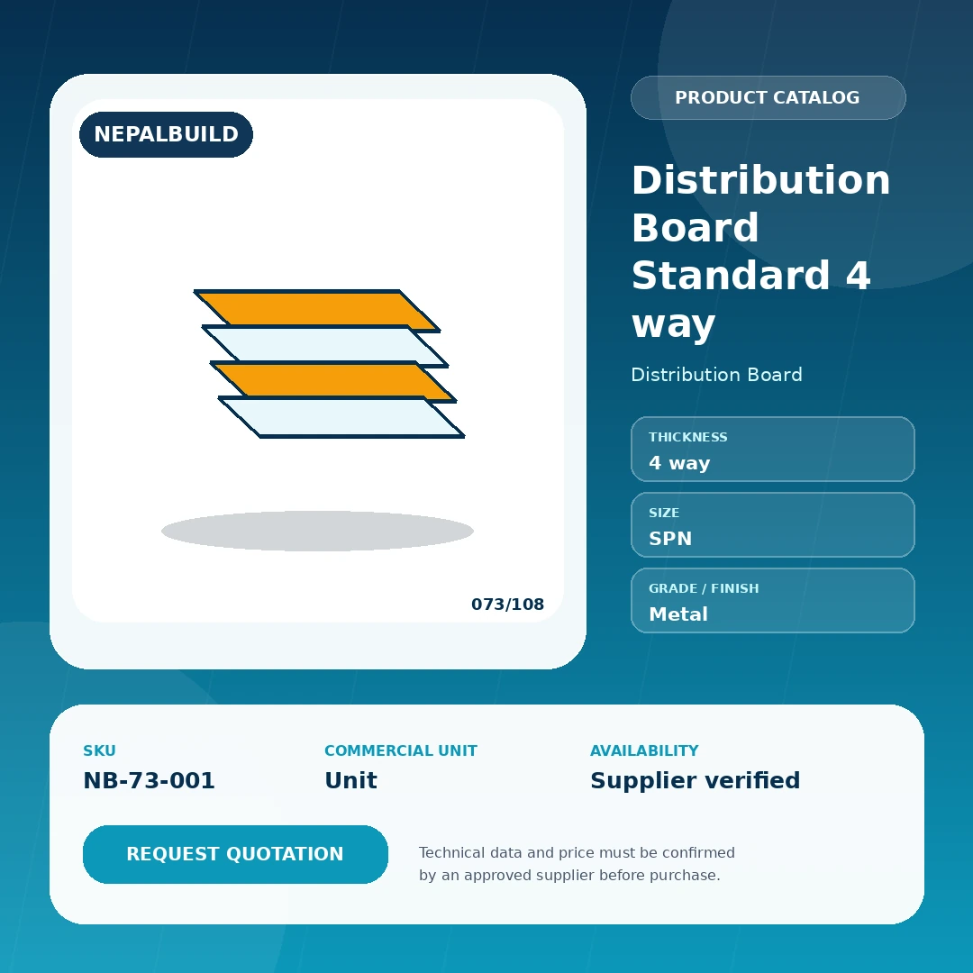 Distribution Board Standard 4 way by NepalBuild Catalog Reference, Distribution Board construction product