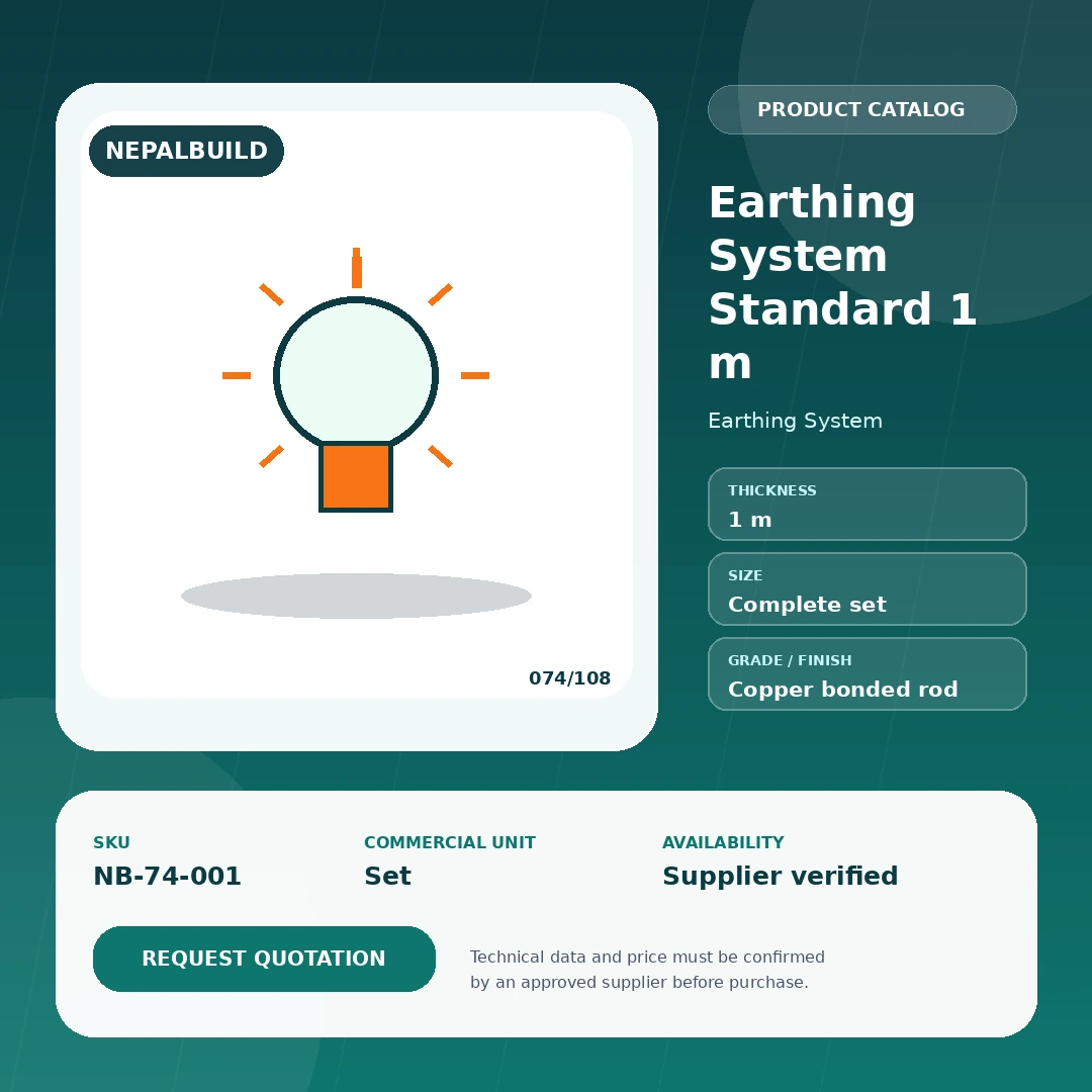 Earthing System Standard 1 m by NepalBuild Catalog Reference, Earthing System construction product