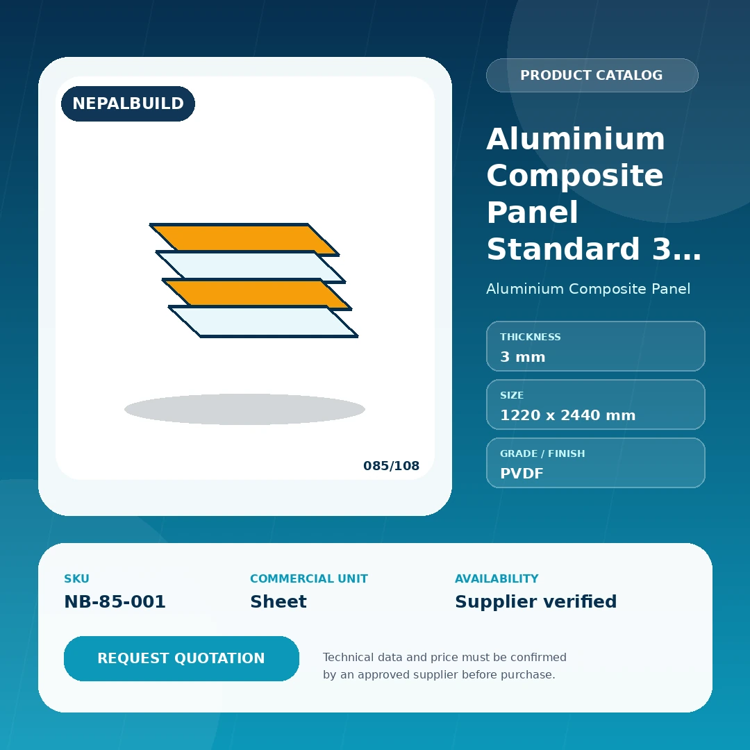 Aluminium Composite Panel Standard 3 mm by NepalBuild Catalog Reference, Aluminium Composite Panel construction product