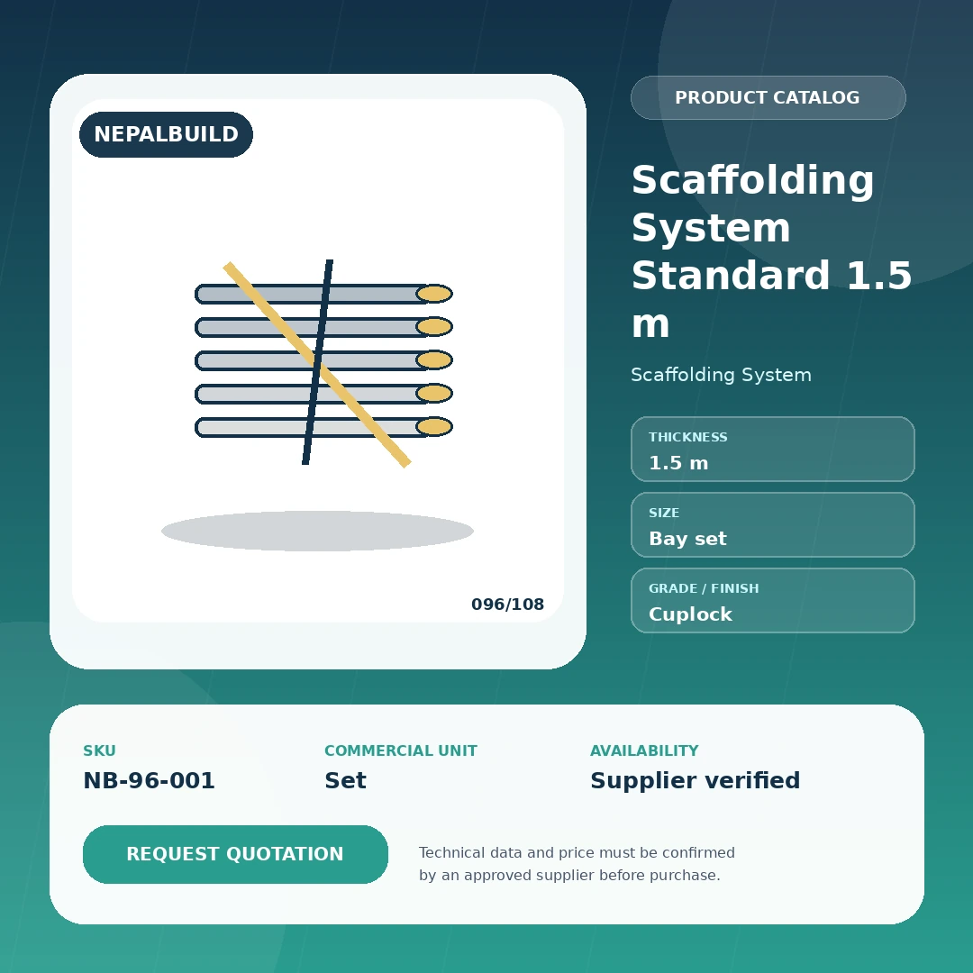 Scaffolding System Standard 1.5 m - NepalBuild Catalog Reference Scaffolding System - view 1 | NepalBuild